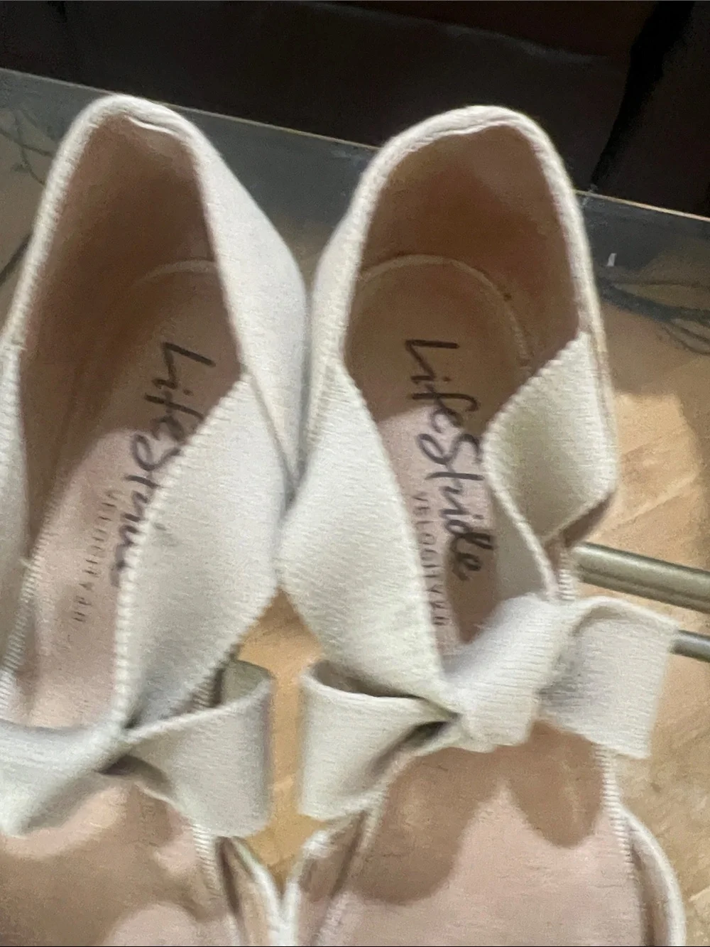 Life Stride Cream Espadrille Flats with Bow Accent